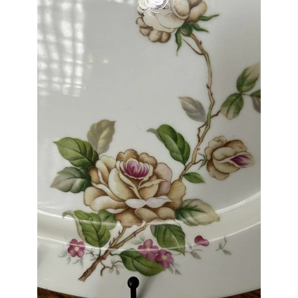 Vtg China Platter Gold Trim Oval Cottage core Grannycore Lynmore Golden Rose MCM